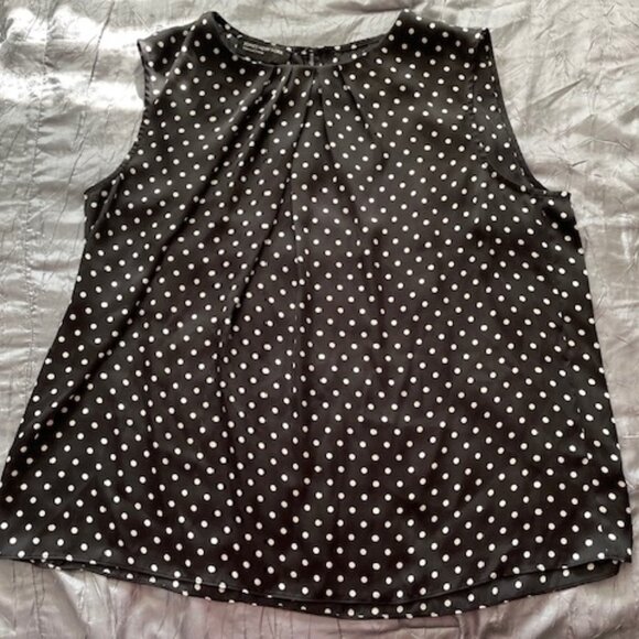 Jones of New York Collection Black with white Polka Dots Sleeveless Top Sz 14/16 - Picture 6 of 9